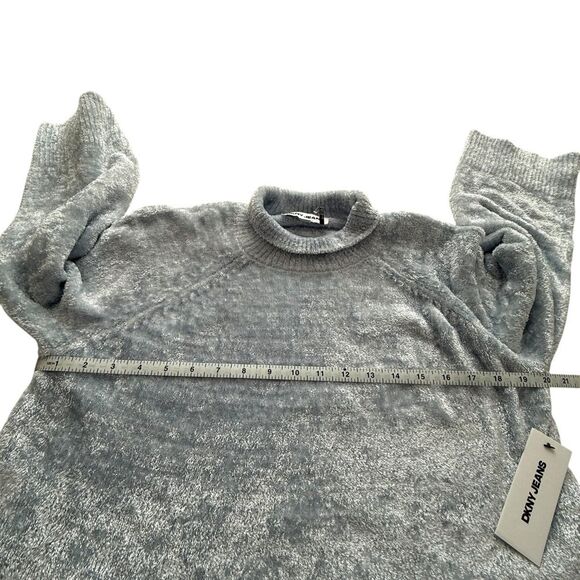 DKNY Jeans Blue Mock-neck Chenille Sweater Raglan Sleeves NWT - Picture 6 of 8